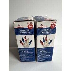 Patriotic Mini Lights 15 Ft Long 70 Lights (Set of 2)